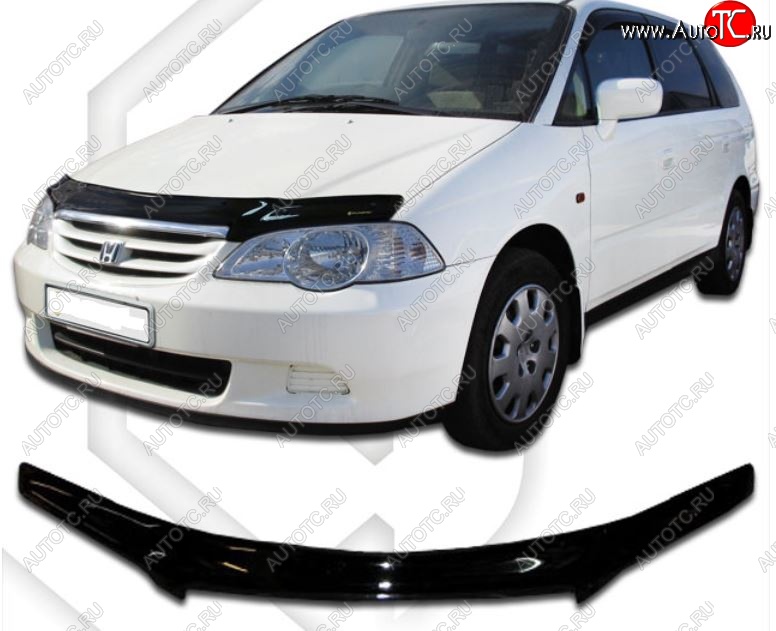 1 999 р. Дефлектор капота (RA6-RA7) CA-Plastic  Honda Odyssey  2 (1999-2003) (Classic черный, Без надписи)  с доставкой в г. Санкт‑Петербург