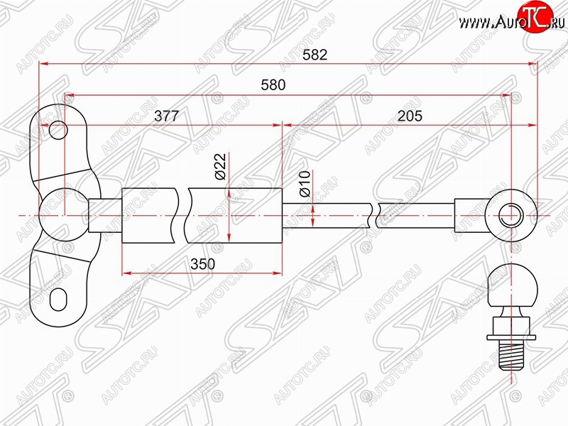 989 р. Левый упор крышки багажника SAT (газовый)  Honda Odyssey  2 (1999-2003)  с доставкой в г. Санкт‑Петербург