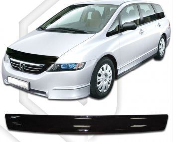 1 669 р. Дефлектор капота (RB1, RB2) CA-Plastic  Honda Odyssey  3 (2004-2008) (Classic черный, Без надписи)  с доставкой в г. Санкт‑Петербург. Увеличить фотографию 1