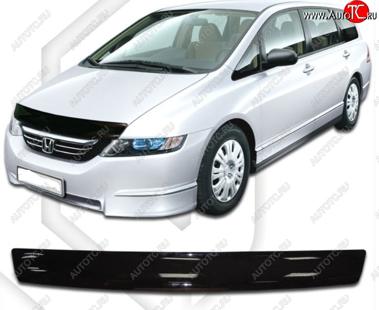 1 669 р. Дефлектор капота (RB1, RB2) CA-Plastic  Honda Odyssey  3 (2004-2008) (Classic черный, Без надписи)  с доставкой в г. Санкт‑Петербург