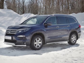 23 699 р. Защита переднего бампера (2 трубы Ø63 и 75х42 мм, нержавейка) Russtal Honda Pilot YF6 дорестайлинг (2016-2019)  с доставкой в г. Санкт‑Петербург. Увеличить фотографию 1