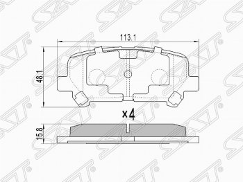 Комплект задних тормозных колодок SAT Honda (Хонда) Pilot (Пилот)  YF4 (2008-2015) YF4 дорестайлинг, рестайлинг