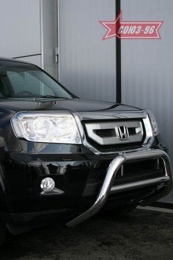 20 114 р. Защита переднего бампера Souz-96 (d76) Honda Pilot YF4 дорестайлинг (2008-2011)  с доставкой в г. Санкт‑Петербург. Увеличить фотографию 1