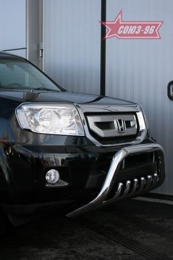 Защита переднего бампера Souz-96 (d76) Honda Pilot YF4 дорестайлинг (2008-2011)