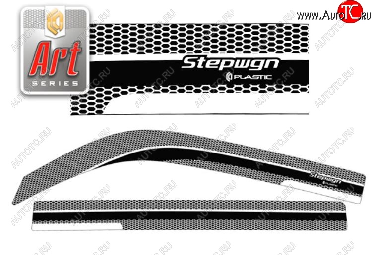 2 299 р. Дефлектора окон  StepWagon (2003-2005) RF3-RF8 CA-Plastiс  Honda StepWagon  RF3,RF4 (2003-2005) минивэн рестайлинг (Серия Art черная, Без хром.молдинга)  с доставкой в г. Санкт‑Петербург