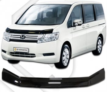 1 899 р. Дефлектор капота RK CA-Plastic Honda StepWagon RK минивэн дорестайлинг (2009-2012) (Classic черный, Без надписи)  с доставкой в г. Санкт‑Петербург. Увеличить фотографию 1