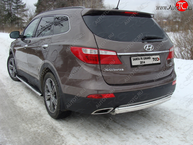 16 299 р. Защита заднего бампера (овальная) ТСС (нержавейка d 75х42 мм)  Hyundai Grand Santa Fe  1 DM (2013-2016) дорестайлинг  с доставкой в г. Санкт‑Петербург