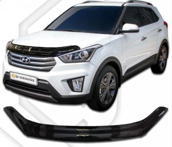 2 799 р. Дефлектор капота CA-Plastiс  Hyundai Creta  GS (2015-2021) (Classic черный, Без надписи)  с доставкой в г. Санкт‑Петербург. Увеличить фотографию 1