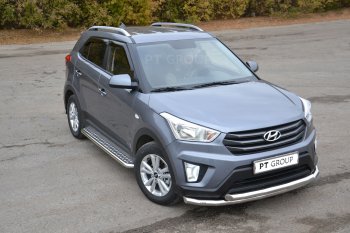 Порожки для ног из трубы Ø51 с алюминиевой площадкой Petroil Tuning Hyundai Creta GS рестайлинг (2019-2021) ()