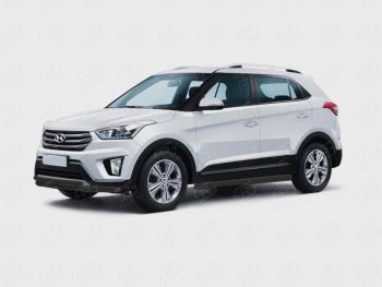 Защита переднего бампера (2 трубы Ø63 и 42 мм, окрашенная) Russtal Hyundai Creta GS рестайлинг (2019-2021)  (черный)