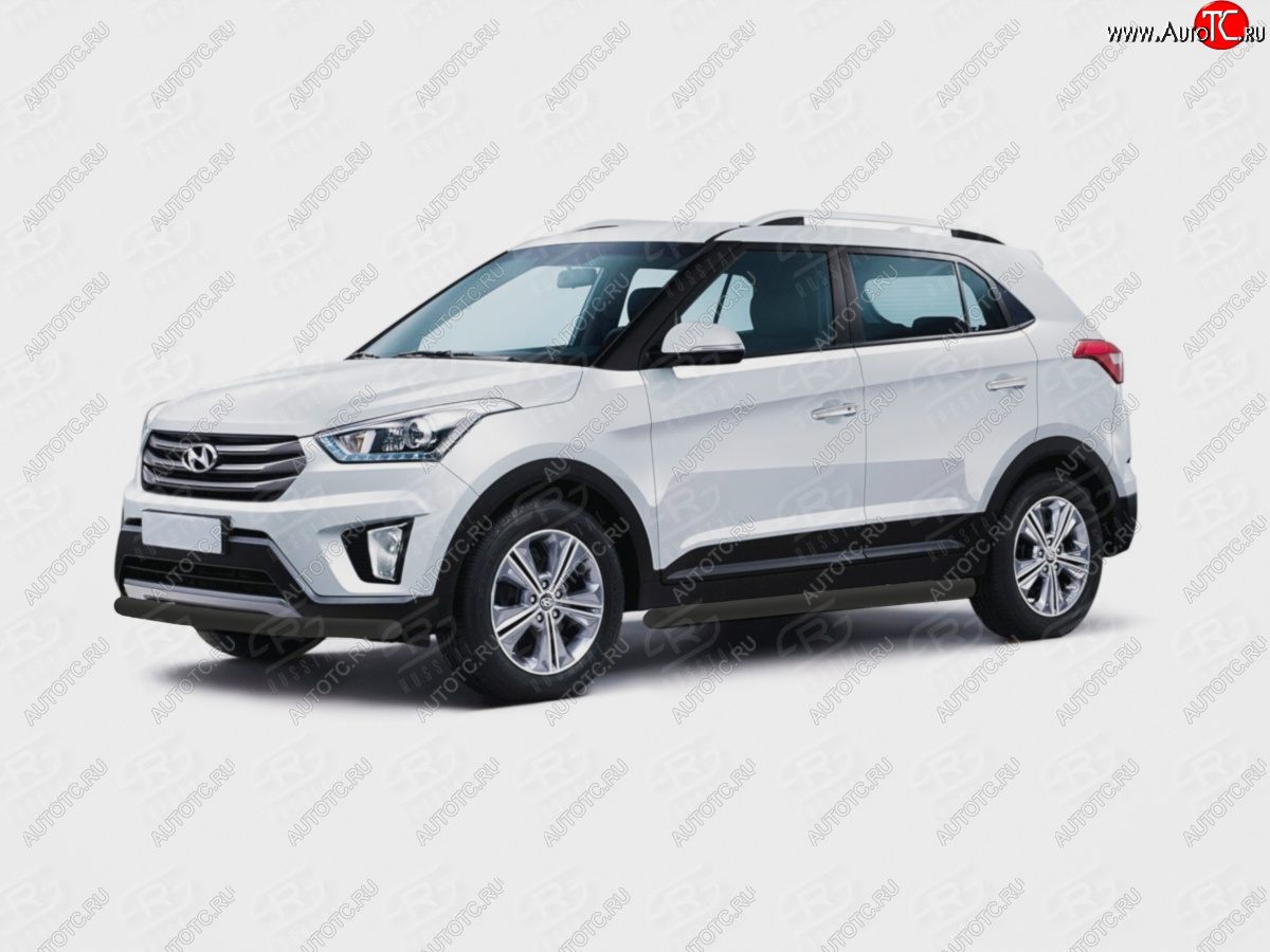 10 999 р. Защита переднего бампера (Ø63 мм, окрашенная) SLITKOFF Hyundai Creta GS дорестайлинг (2015-2019) (цвет черный муар)  с доставкой в г. Санкт‑Петербург