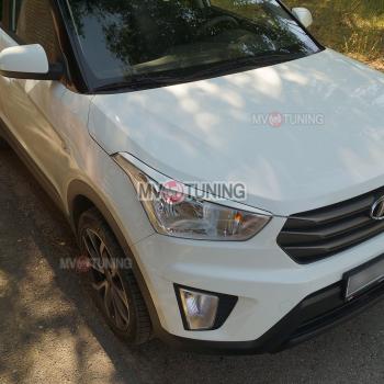 1 499 р. Реснички на фары MV-Tuning  Hyundai Creta  GS (2015-2021) дорестайлинг, рестайлинг (Неокрашенные)  с доставкой в г. Санкт‑Петербург. Увеличить фотографию 1