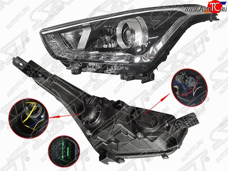 11 949 р. Левая передняя фара SAT (диодная, линза) Hyundai Creta GS дорестайлинг (2015-2019)  с доставкой в г. Санкт‑Петербург