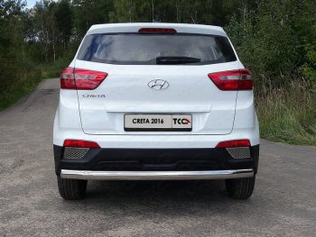 Защита заднего бампера (овальная) ТСС (нержавейка d75х42 мм) Hyundai Creta GS дорестайлинг (2015-2019)