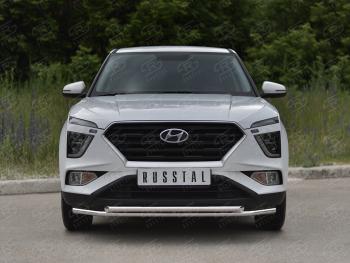 13 999 р. Защита переднего бампера (2 трубы Ø42 мм, нержавейка) Russtal Hyundai Creta SU (2020-2022)  с доставкой в г. Санкт‑Петербург. Увеличить фотографию 1