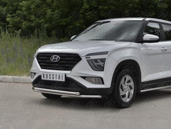 13 999 р. Защита переднего бампера (2 трубы Ø42 мм, нержавейка) Russtal Hyundai Creta SU (2020-2022)  с доставкой в г. Санкт‑Петербург. Увеличить фотографию 2