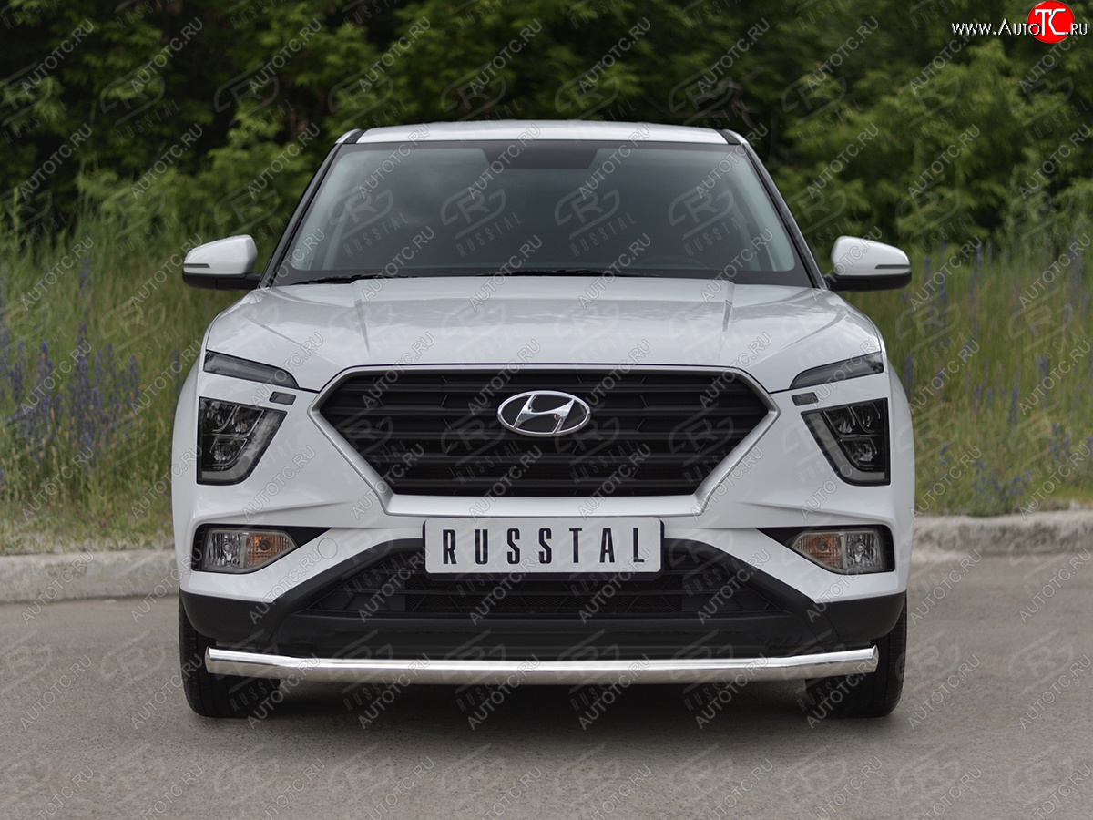 13 549 р. Защита переднего бампера (Ø63 мм, нержавейка) Russtal Hyundai Creta SU (2020-2022)  с доставкой в г. Санкт‑Петербург