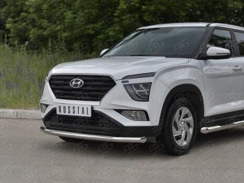 13 549 р. Защита переднего бампера (Ø63 мм, нержавейка) Russtal Hyundai Creta SU (2020-2022)  с доставкой в г. Санкт‑Петербург. Увеличить фотографию 2