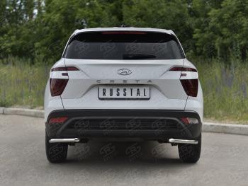 Защита заднего бампера (Ø42 мм, уголки, нержавейка) Russtal Hyundai Creta SU (2020-2022)