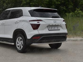 Защита заднего бампера (Ø42 мм, нержавейка) Russtal Hyundai Creta SU (2020-2022)  (полированная нержавейка)