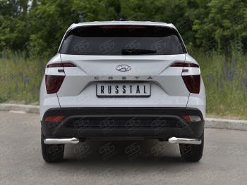 Защита заднего бампера (Ø63 мм уголки, нержавейка) Russtal Hyundai Creta SU (2020-2022)