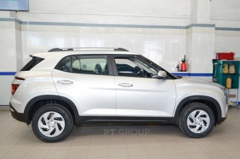 7 999 р. Рейлинги Petroil Tuning  Hyundai Creta  SU (2021-2024) (Серебристый муар)  с доставкой в г. Санкт‑Петербург. Увеличить фотографию 4