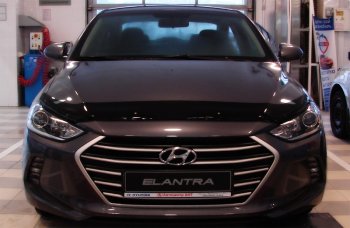 2 879 р. Дефлектор капота SIM Hyundai Elantra AD дорестайлинг (2016-2019)  с доставкой в г. Санкт‑Петербург. Увеличить фотографию 1