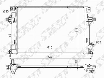 Радиатор двигателя SAT Hyundai (Хюндаи) Elantra (Элантра)  AD (2016-2019) AD дорестайлинг