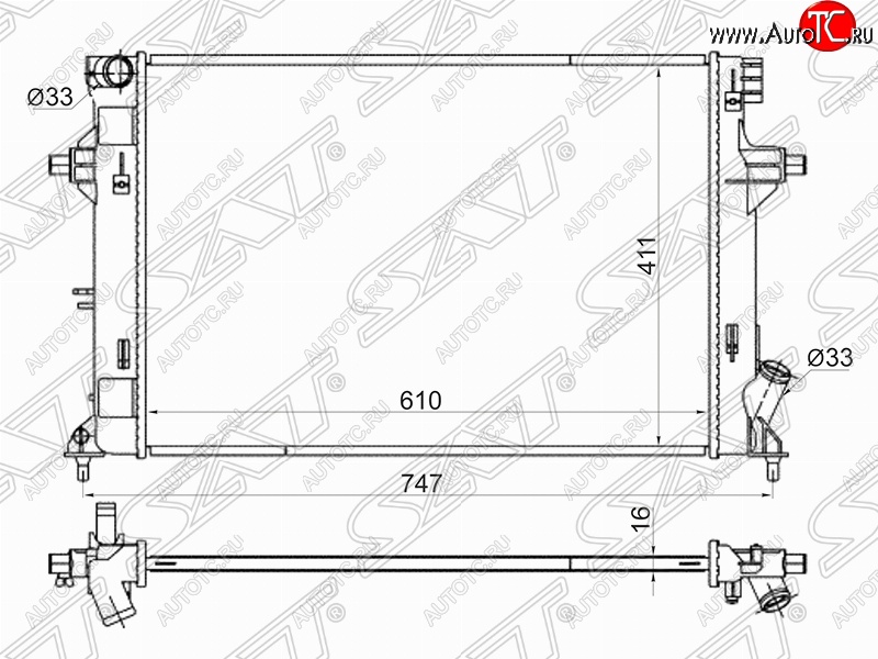 8 349 р. Радиатор двигателя SAT Hyundai Elantra AD дорестайлинг (2016-2019)  с доставкой в г. Санкт‑Петербург