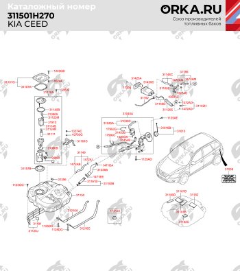 14 649 р. Бак топливный BAKPLAST (53 л., пластиковый) KIA Ceed 2 JD рестайлинг универсал (2015-2018)  с доставкой в г. Санкт‑Петербург. Увеличить фотографию 2