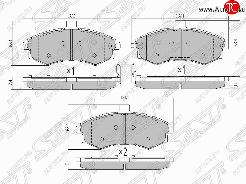 1 099 р. Колодки тормозные SAT (передние)  Hyundai Elantra  XD (2000-2003) седан дорестайлинг  с доставкой в г. Санкт‑Петербург