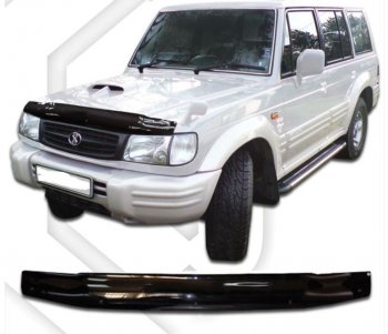 1 749 р. Дефлектор капота CA-Plastic  Hyundai Galloper (1998-2003) (Classic черный, Без надписи)  с доставкой в г. Санкт‑Петербург. Увеличить фотографию 1