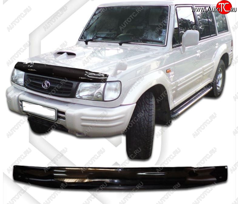 1 749 р. Дефлектор капота CA-Plastic  Hyundai Galloper (1998-2003) (Classic черный, Без надписи)  с доставкой в г. Санкт‑Петербург