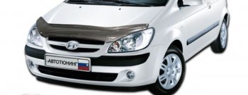 2 199 р. Дефлектор капота CA-Plastiс  Hyundai Getz  TB (2005-2010) (Шелкография карбон-серебро)  с доставкой в г. Санкт‑Петербург. Увеличить фотографию 1