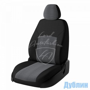 5 899 р. Чехлы для сидений Lord Autofashion Дублин (жаккард, раздельная спинка)  Hyundai Getz  TB (2005-2010) хэтчбэк 5 дв. рестайлинг (Черный, вставка Ёж Белый)  с доставкой в г. Санкт‑Петербург. Увеличить фотографию 1