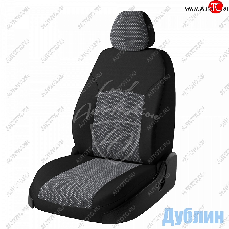 5 899 р. Чехлы для сидений Lord Autofashion Дублин (жаккард, раздельная спинка)  Hyundai Getz  TB (2005-2010) хэтчбэк 5 дв. рестайлинг (Черный, вставка Ёж Белый)  с доставкой в г. Санкт‑Петербург