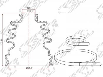 349 р. Пыльник ШРУСа SAT (наружный, 2 хомута, резина) Hyundai i10 PA рестайлинг (2011-2013)  с доставкой в г. Санкт‑Петербург. Увеличить фотографию 1