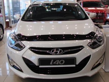 2 879 р. Дефлектор капота SIM Hyundai I40 1 VF дорестайлинг седан (2011-2015)  с доставкой в г. Санкт‑Петербург. Увеличить фотографию 1