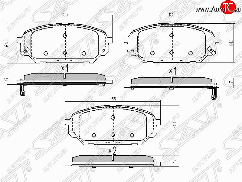 999 р. Колодки тормозные (передние) SAT  Hyundai IX55  EN (2006-2013)  с доставкой в г. Санкт‑Петербург