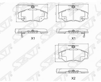Комплект передних тормозных колодок SAT Hyundai Porter AU,KR (1996-2011)