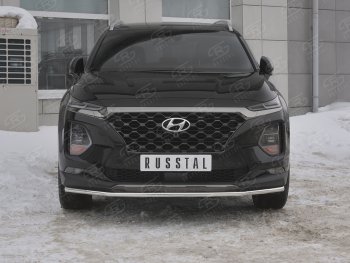 11 449 р. Защита переднего бампера (Ø42 мм, нержавейка) Russtal Hyundai Santa Fe TM дорестайлинг (2018-2021)  с доставкой в г. Санкт‑Петербург. Увеличить фотографию 1