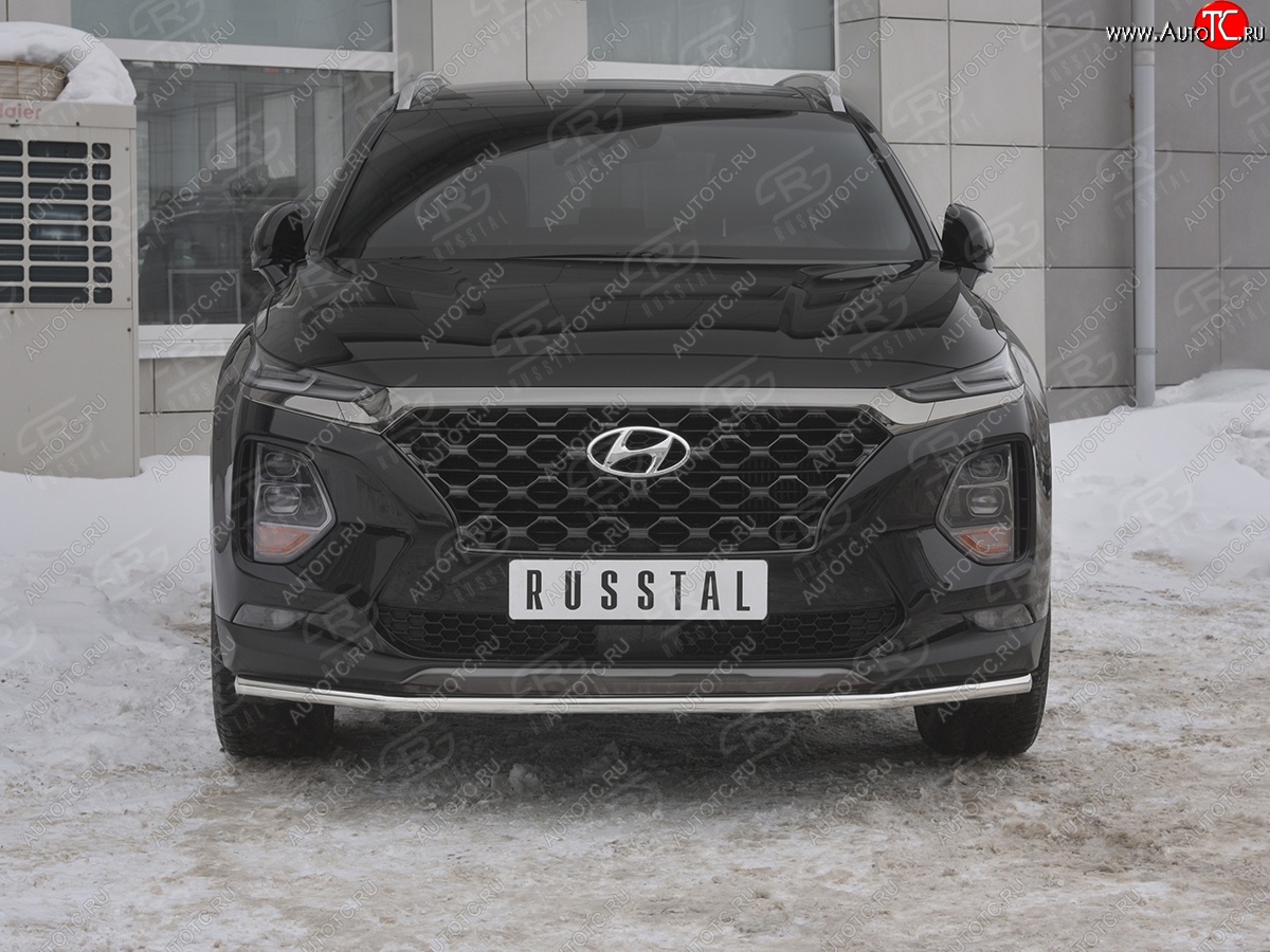 11 449 р. Защита переднего бампера (Ø42 мм, нержавейка) Russtal Hyundai Santa Fe TM дорестайлинг (2018-2021)  с доставкой в г. Санкт‑Петербург