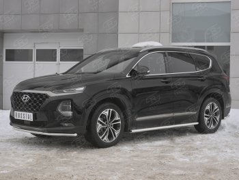 11 449 р. Защита переднего бампера (Ø42 мм, нержавейка) Russtal Hyundai Santa Fe TM дорестайлинг (2018-2021)  с доставкой в г. Санкт‑Петербург. Увеличить фотографию 2