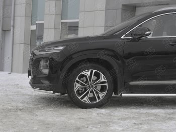 11 449 р. Защита переднего бампера (Ø42 мм, нержавейка) Russtal Hyundai Santa Fe TM дорестайлинг (2018-2021)  с доставкой в г. Санкт‑Петербург. Увеличить фотографию 3