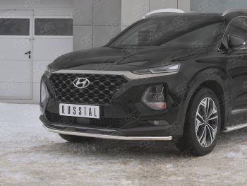 11 449 р. Защита переднего бампера (Ø42 мм, нержавейка) Russtal Hyundai Santa Fe TM дорестайлинг (2018-2021)  с доставкой в г. Санкт‑Петербург. Увеличить фотографию 4