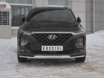 Защита переднего бампера из труб d42 Russtal Hyundai Santa Fe 4 TM дорестайлинг (2018-2021)