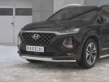 13 549 р. Защита переднего бампера из труб d42 Russtal Hyundai Santa Fe TM дорестайлинг (2018-2021)  с доставкой в г. Санкт‑Петербург. Увеличить фотографию 3