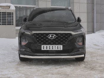 12 999 р. Защита переднего бампера (Ø63 мм, нержавейка) Russtal Hyundai Santa Fe TM дорестайлинг (2018-2021)  с доставкой в г. Санкт‑Петербург. Увеличить фотографию 1