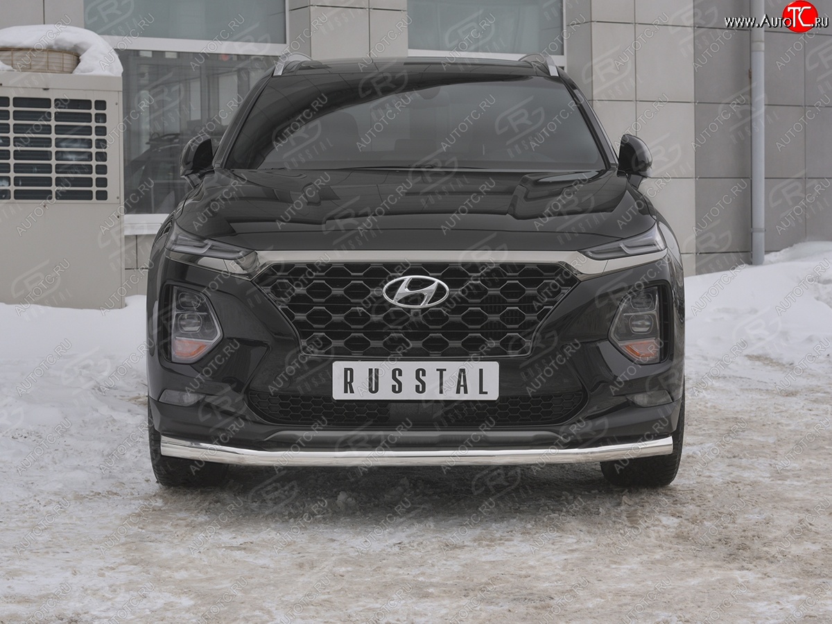 12 999 р. Защита переднего бампера (Ø63 мм, нержавейка) Russtal Hyundai Santa Fe TM дорестайлинг (2018-2021)  с доставкой в г. Санкт‑Петербург