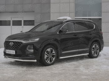 12 999 р. Защита переднего бампера (Ø63 мм, нержавейка) Russtal Hyundai Santa Fe TM дорестайлинг (2018-2021)  с доставкой в г. Санкт‑Петербург. Увеличить фотографию 2